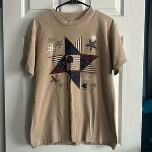 Vicki Melhart Vintage Made in USA Single Stitch Quilt Patchwork Tee Size L